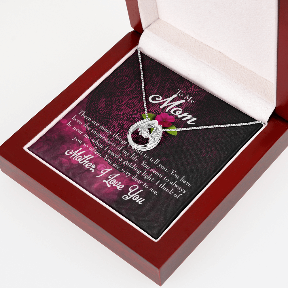 To Mom So Many Things to Tell Lucky Horseshoe Necklace Message Card 14k w CZ Crystals-Express Your Love Gifts