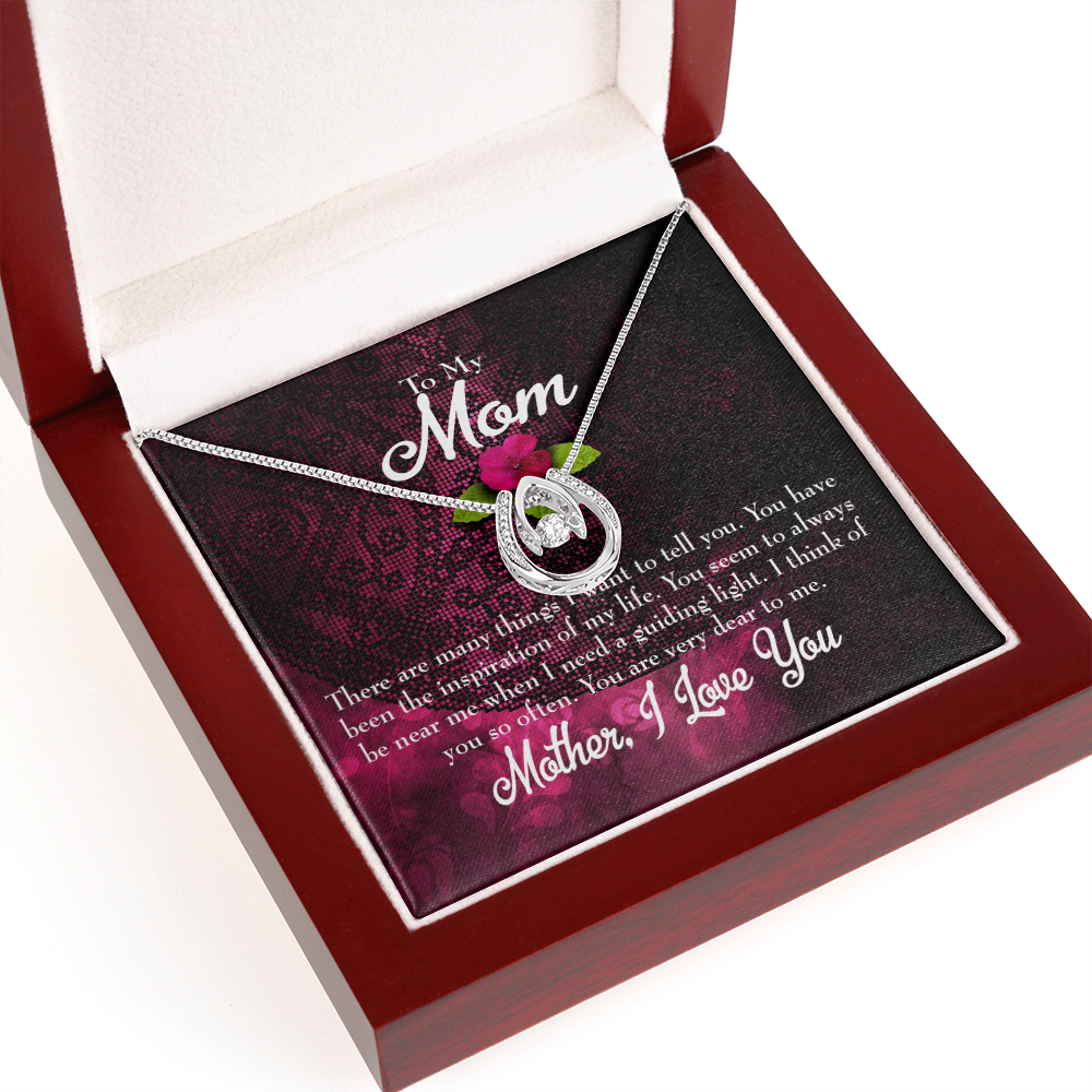 To Mom So Many Things to Tell Lucky Horseshoe Necklace Message Card 14k w CZ Crystals-Express Your Love Gifts