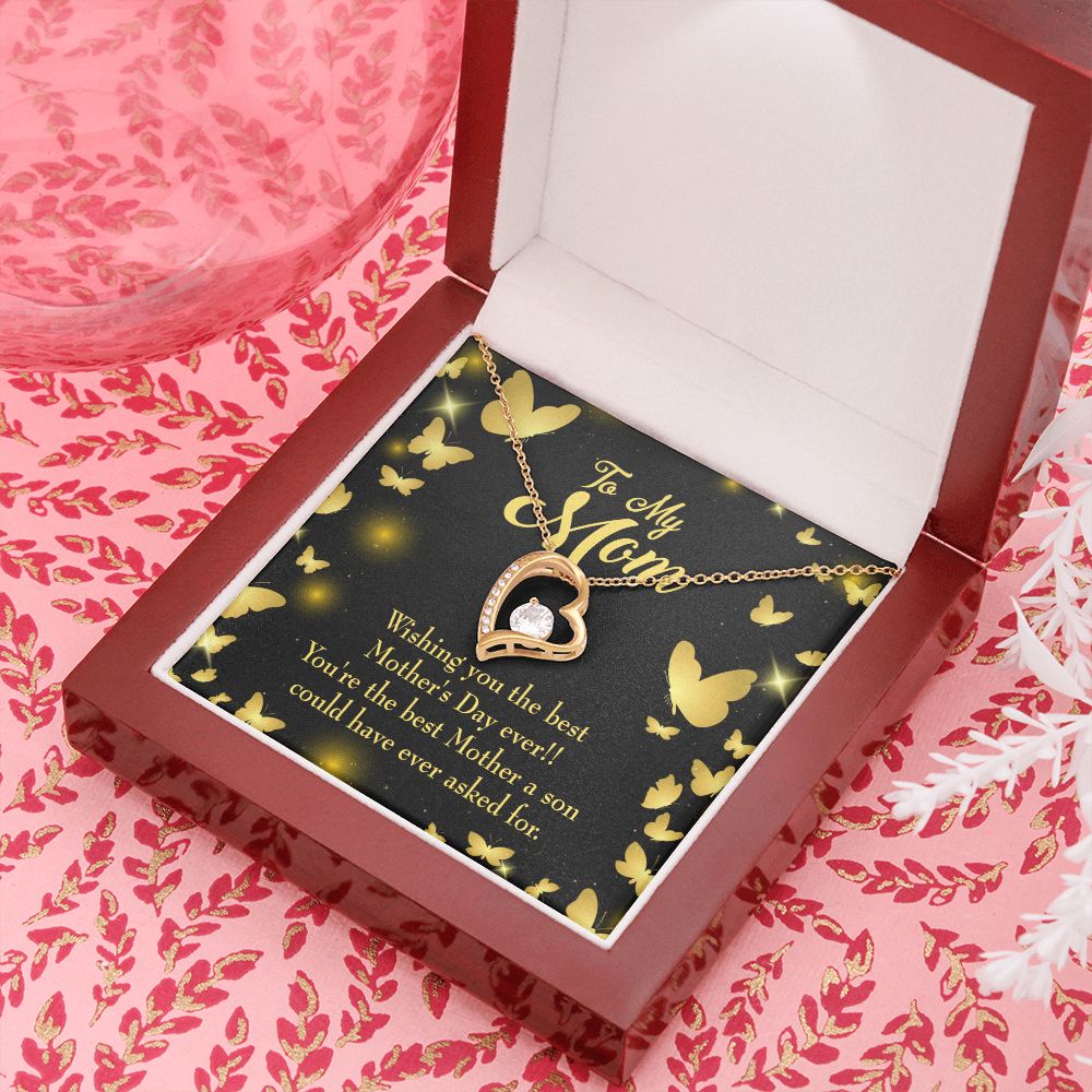 To Mom Son Mother Forever Necklace w Message Card-Express Your Love Gifts