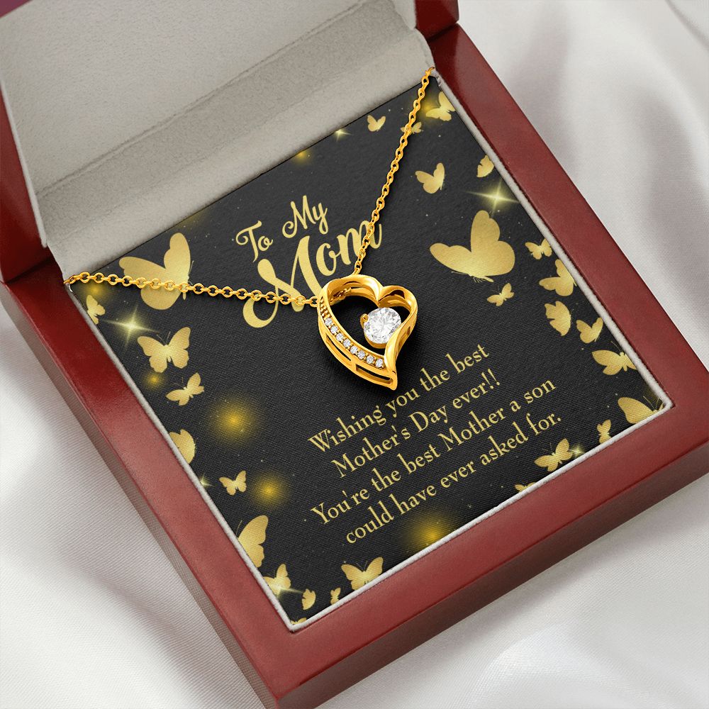 To Mom Son Mother Forever Necklace w Message Card-Express Your Love Gifts