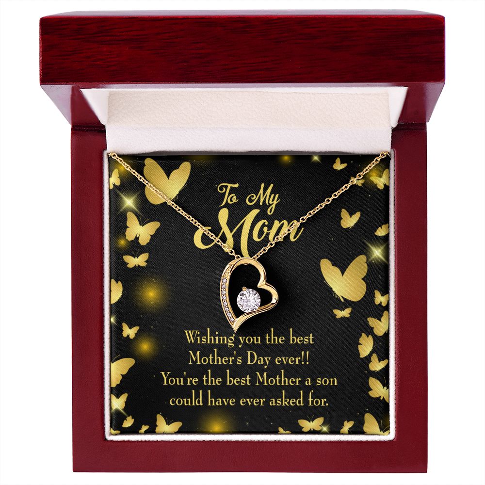 To Mom Son Mother Forever Necklace w Message Card-Express Your Love Gifts