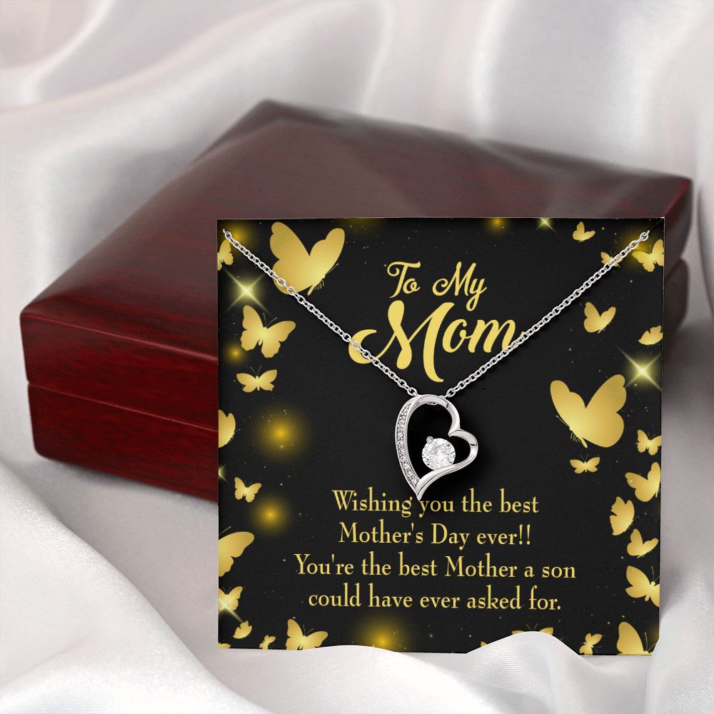 To Mom Son Mother Forever Necklace w Message Card-Express Your Love Gifts