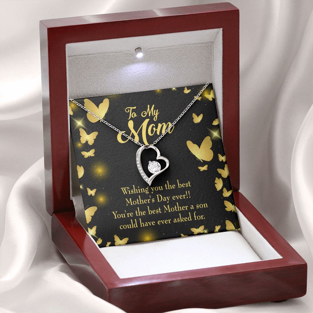 To Mom Son Mother Forever Necklace w Message Card-Express Your Love Gifts