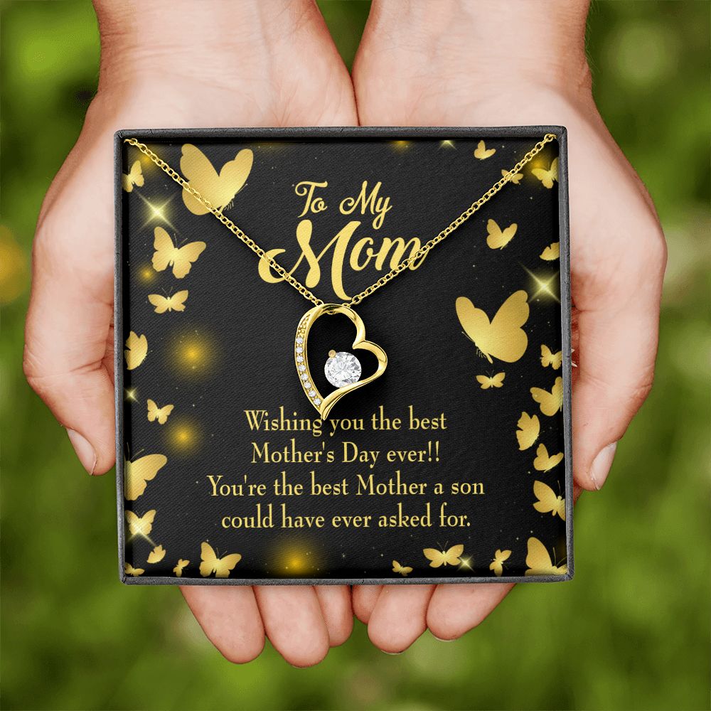 To Mom Son Mother Forever Necklace w Message Card-Express Your Love Gifts