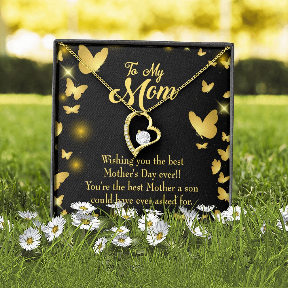 To Mom Son Mother Forever Necklace w Message Card-Express Your Love Gifts