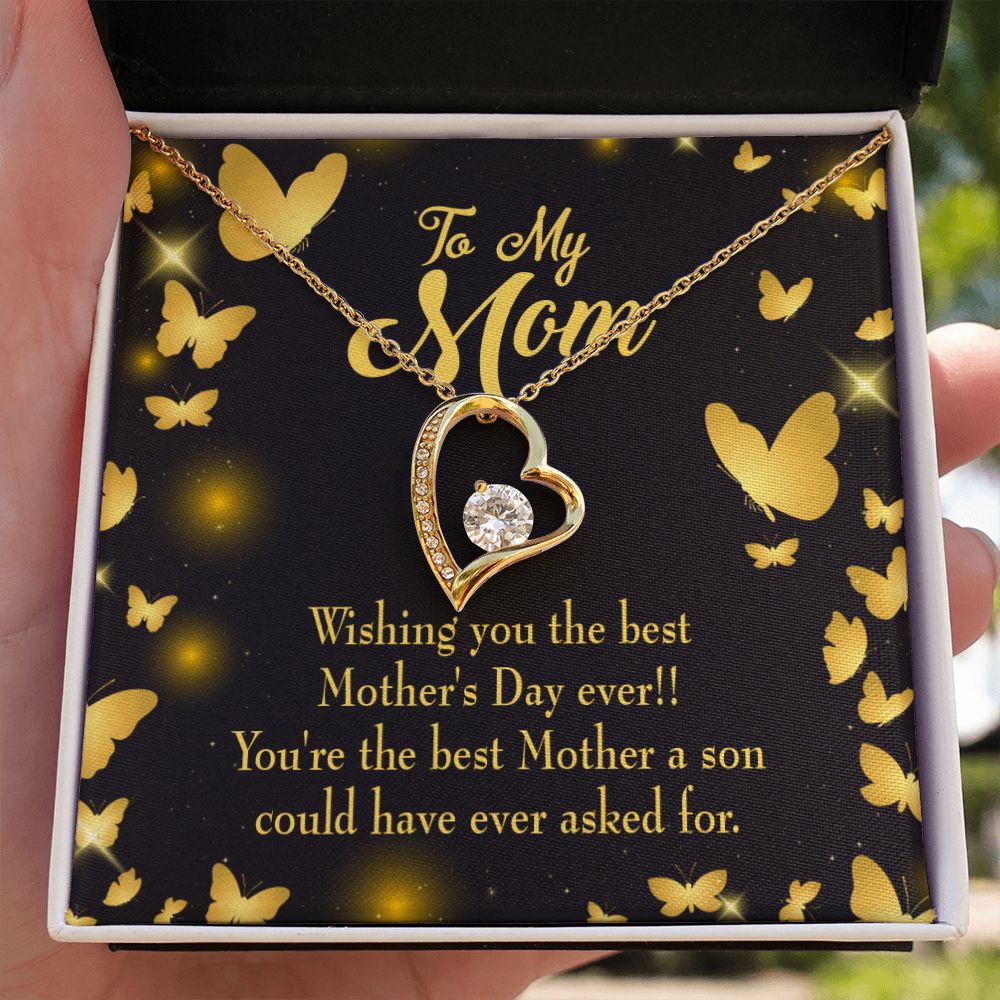 To Mom Son Mother Forever Necklace w Message Card-Express Your Love Gifts