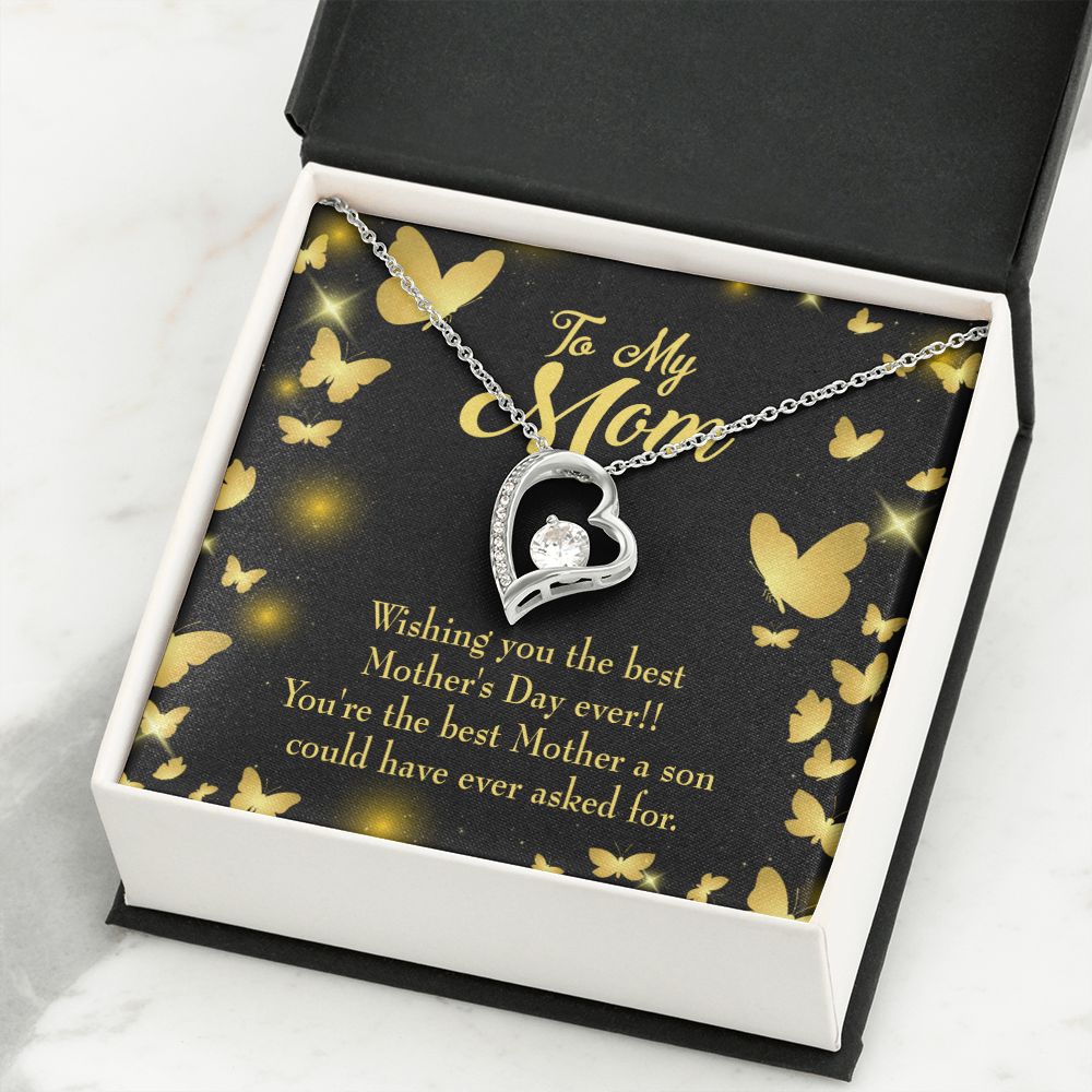 To Mom Son Mother Forever Necklace w Message Card-Express Your Love Gifts