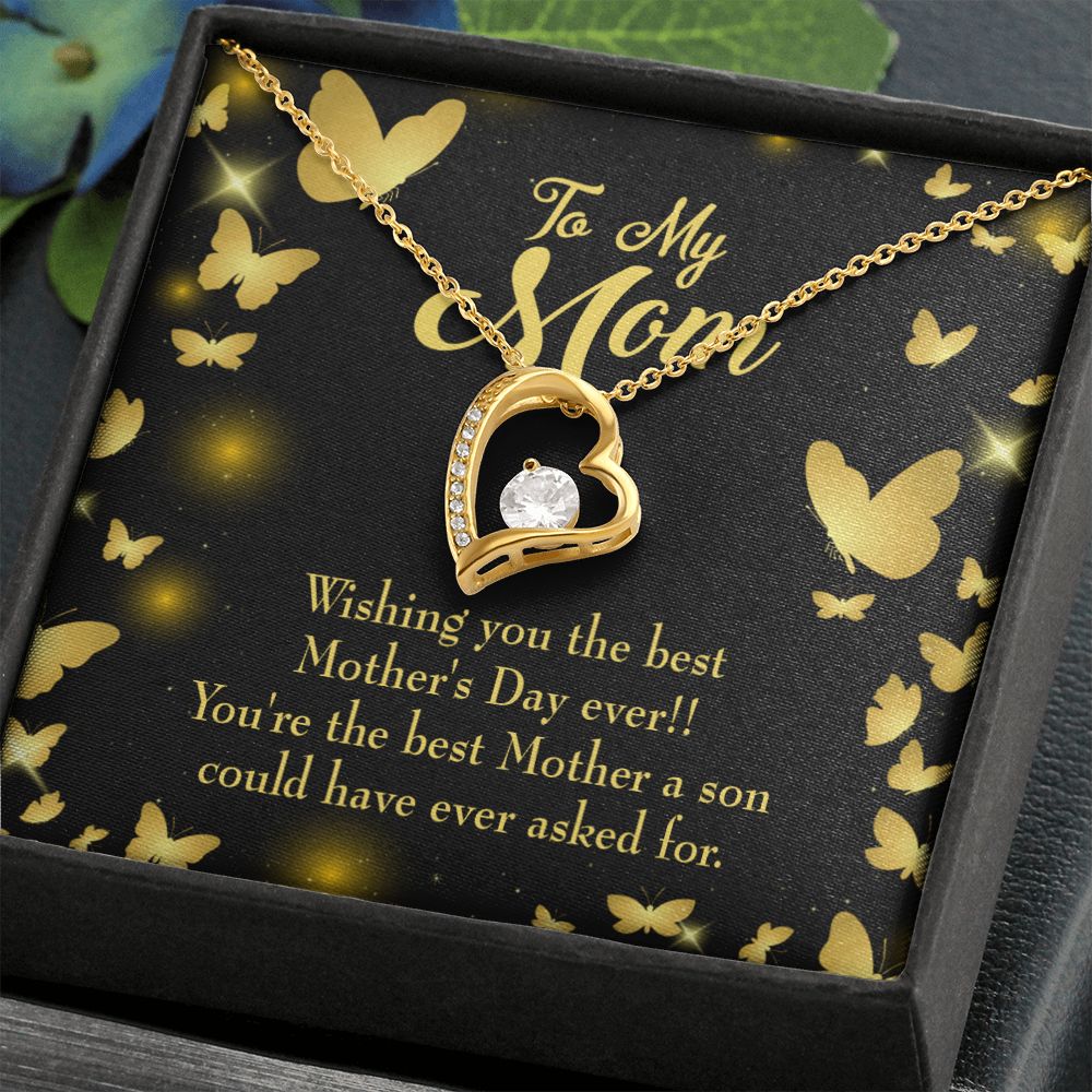 To Mom Son Mother Forever Necklace w Message Card-Express Your Love Gifts