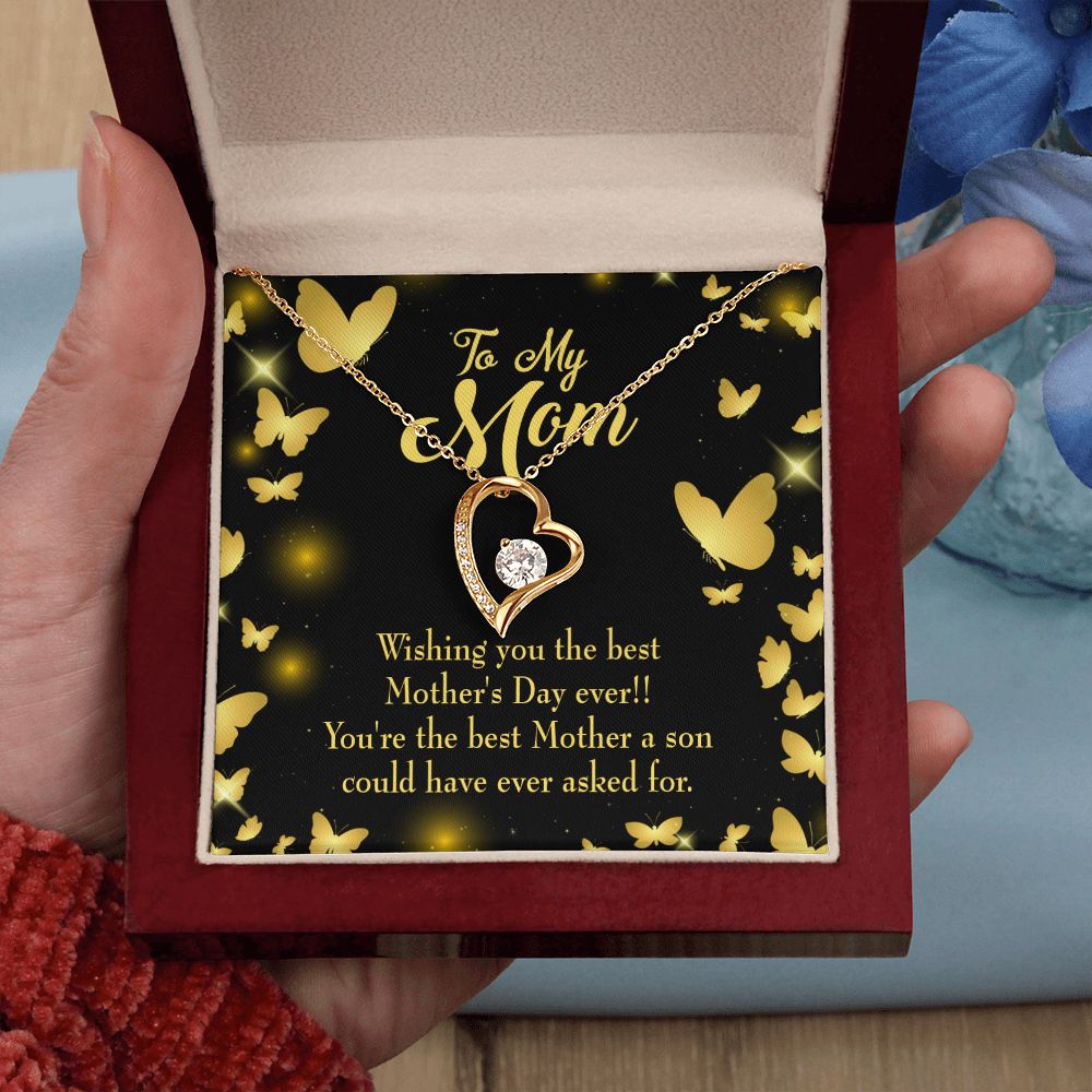 To Mom Son Mother Forever Necklace w Message Card-Express Your Love Gifts