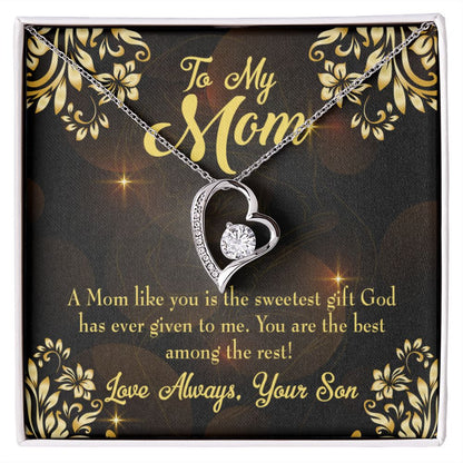 To Mom Son to Mother Forever Necklace w Message Card-Express Your Love Gifts