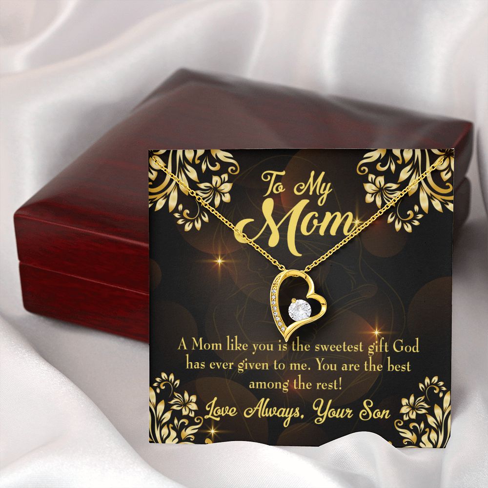 To Mom Son to Mother Forever Necklace w Message Card-Express Your Love Gifts