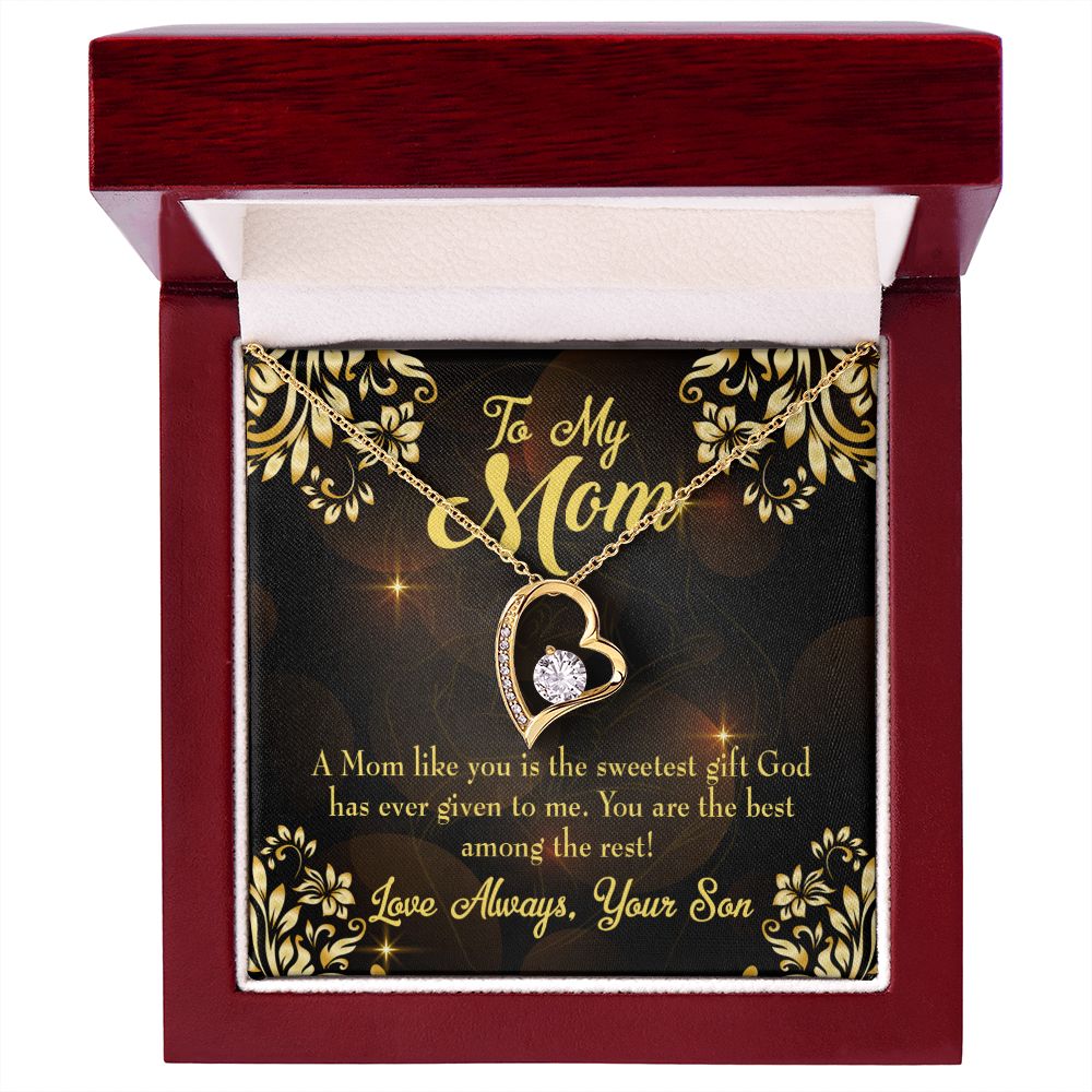 To Mom Son to Mother Forever Necklace w Message Card-Express Your Love Gifts