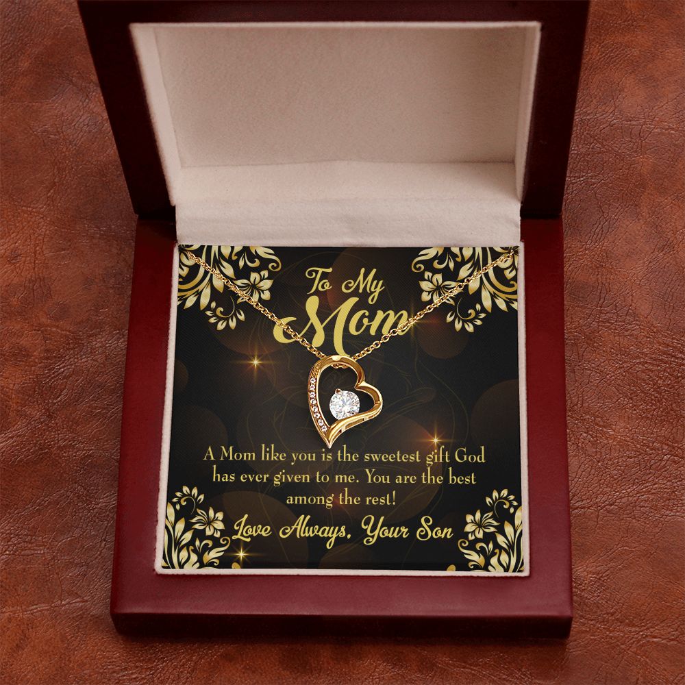 To Mom Son to Mother Forever Necklace w Message Card-Express Your Love Gifts