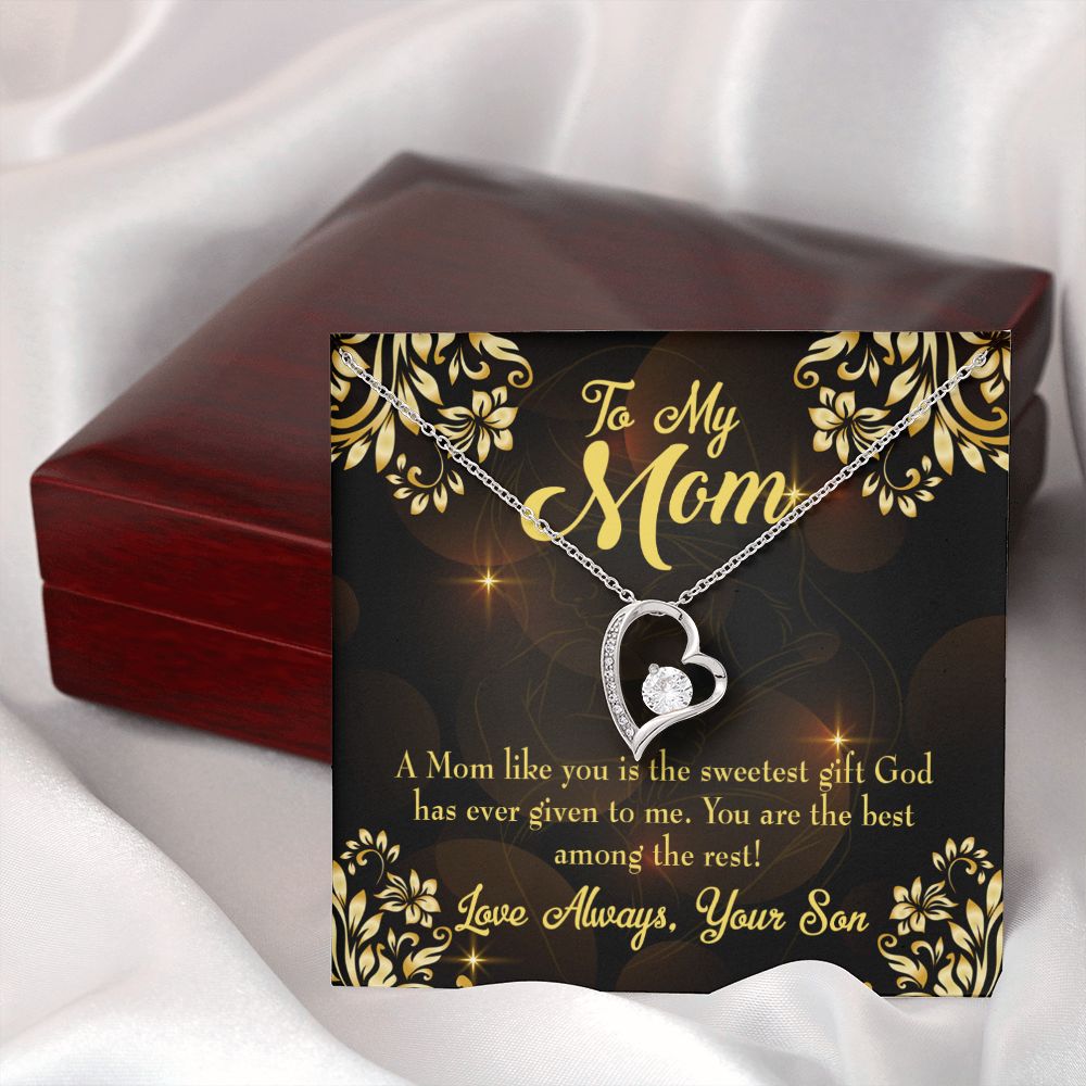 To Mom Son to Mother Forever Necklace w Message Card-Express Your Love Gifts