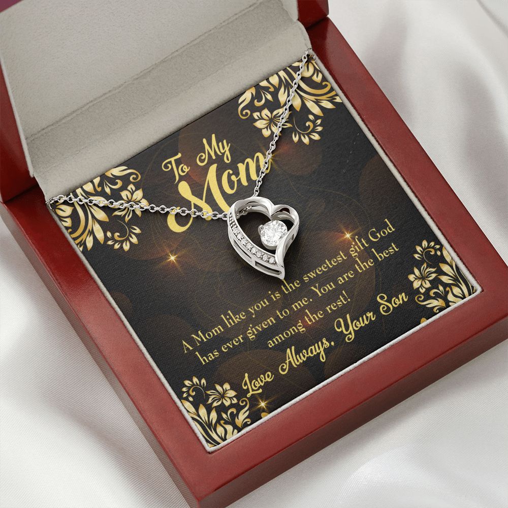 To Mom Son to Mother Forever Necklace w Message Card-Express Your Love Gifts