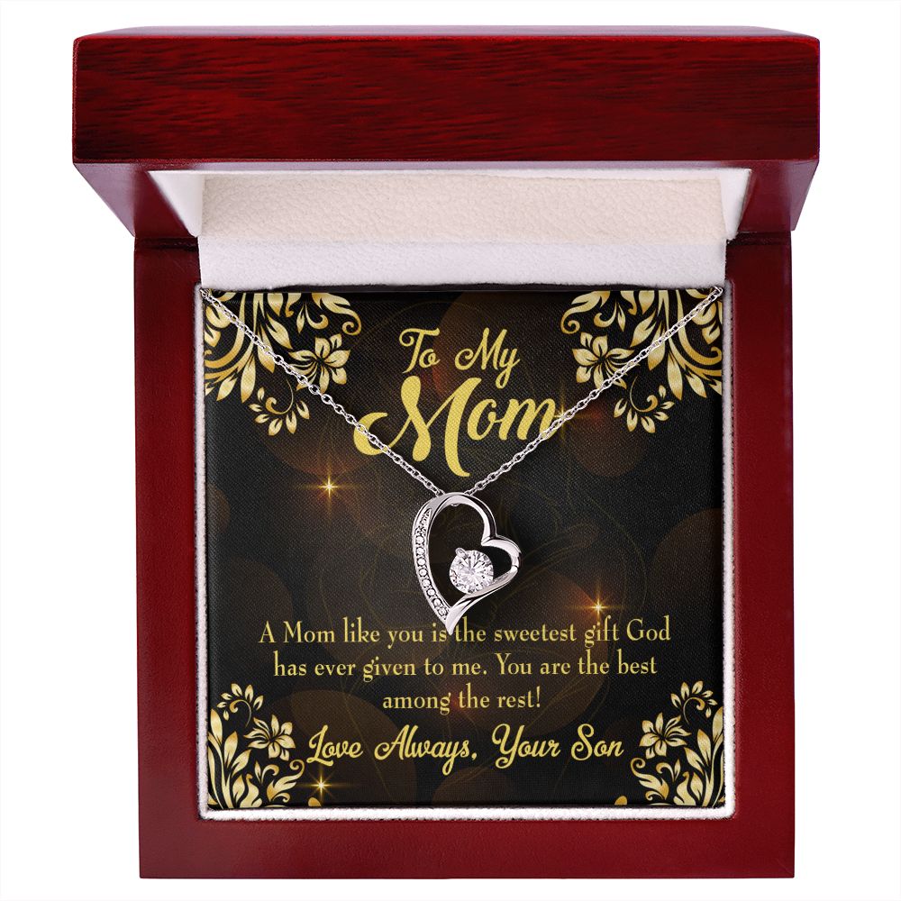 To Mom Son to Mother Forever Necklace w Message Card-Express Your Love Gifts