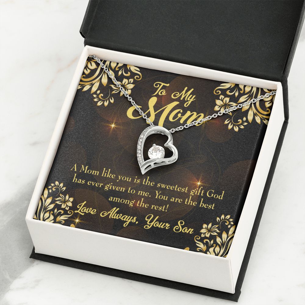 To Mom Son to Mother Forever Necklace w Message Card-Express Your Love Gifts