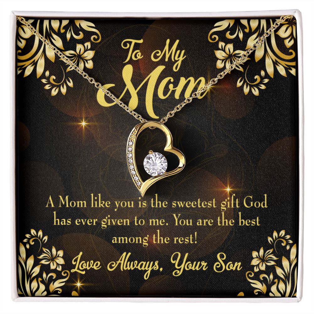 To Mom Son to Mother Forever Necklace w Message Card-Express Your Love Gifts