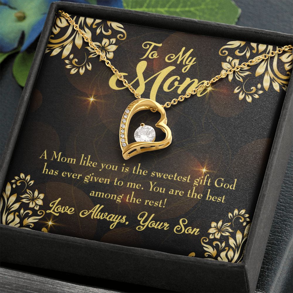 To Mom Son to Mother Forever Necklace w Message Card-Express Your Love Gifts