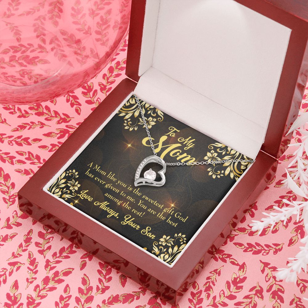 To Mom Son to Mother Forever Necklace w Message Card-Express Your Love Gifts