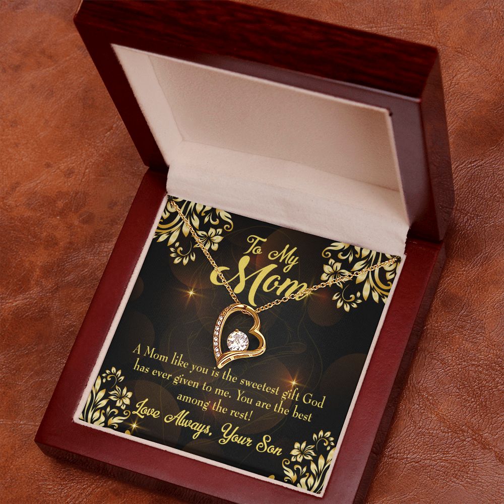 To Mom Son to Mother Forever Necklace w Message Card-Express Your Love Gifts