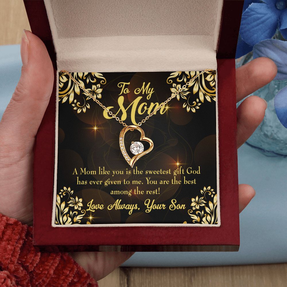 To Mom Son to Mother Forever Necklace w Message Card-Express Your Love Gifts