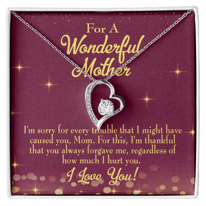 To Mom Sorry Mom Forever Necklace w Message Card-Express Your Love Gifts