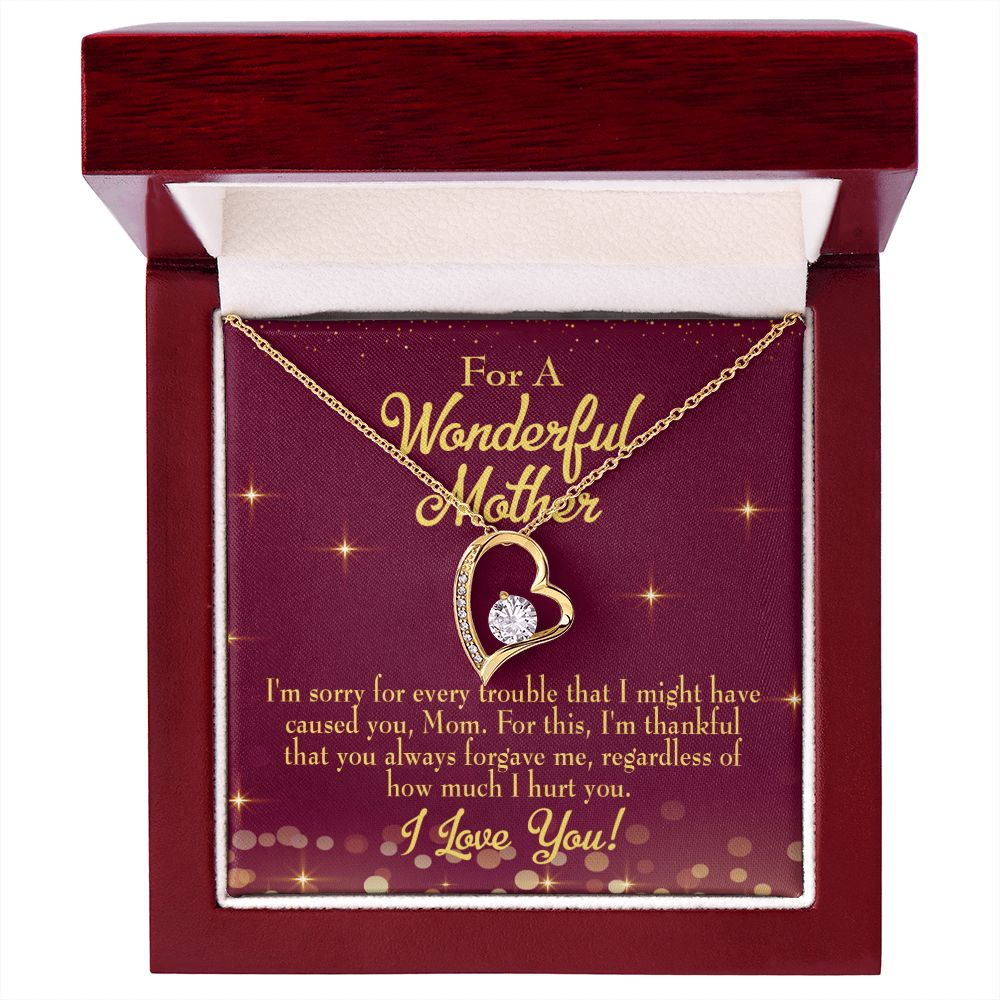 To Mom Sorry Mom Forever Necklace w Message Card-Express Your Love Gifts