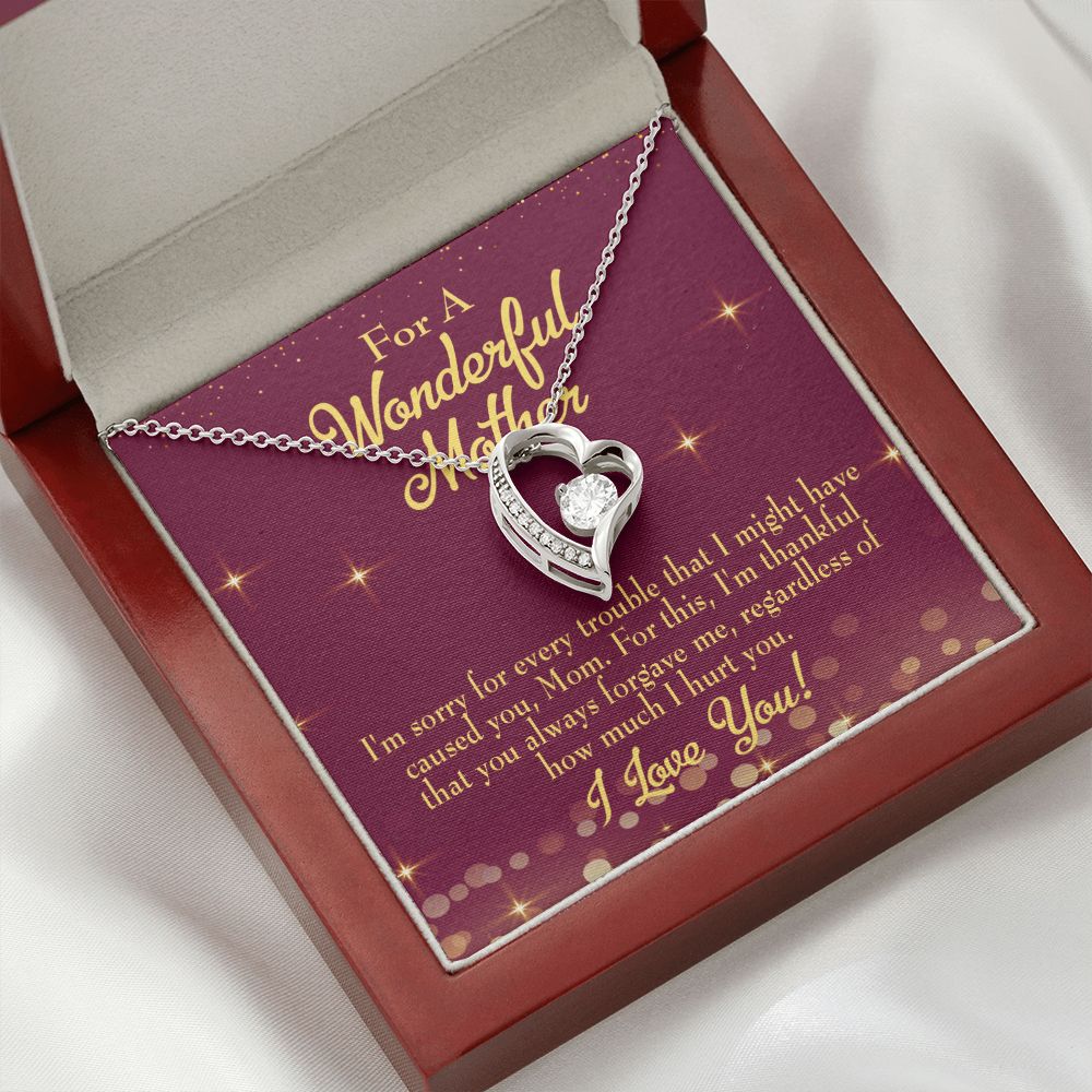 To Mom Sorry Mom Forever Necklace w Message Card-Express Your Love Gifts