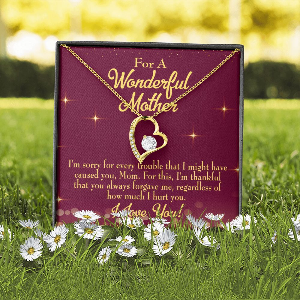 To Mom Sorry Mom Forever Necklace w Message Card-Express Your Love Gifts