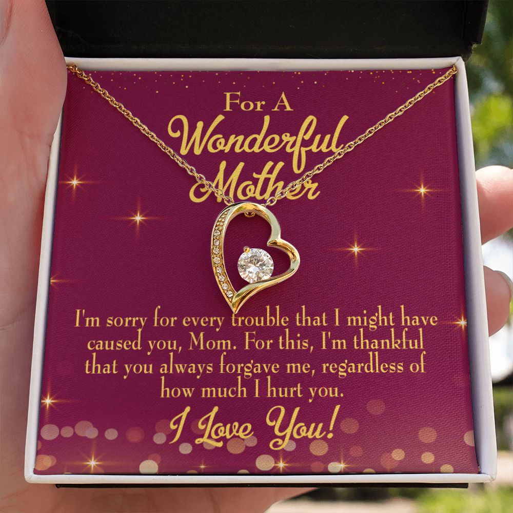 To Mom Sorry Mom Forever Necklace w Message Card-Express Your Love Gifts