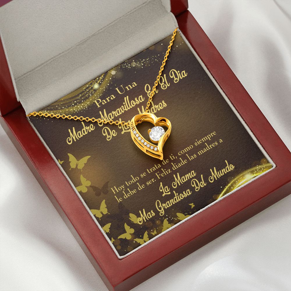 To Mom Spanish Mama Forever Necklace w Message Card-Express Your Love Gifts