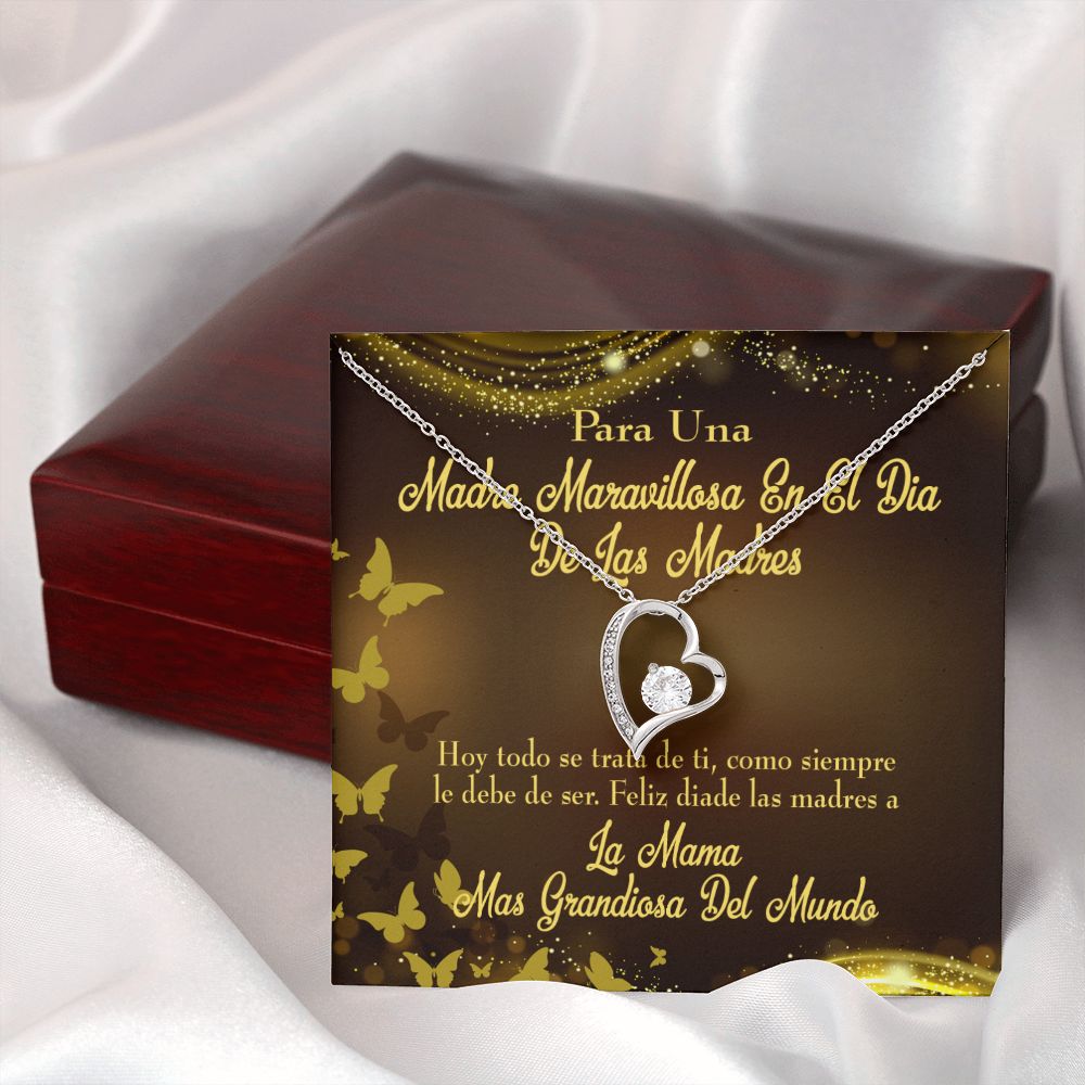 To Mom Spanish Mama Forever Necklace w Message Card-Express Your Love Gifts