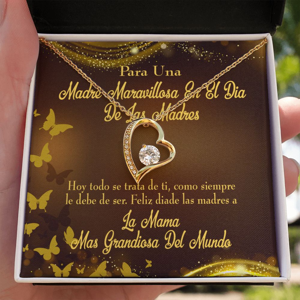 To Mom Spanish Mama Forever Necklace w Message Card-Express Your Love Gifts