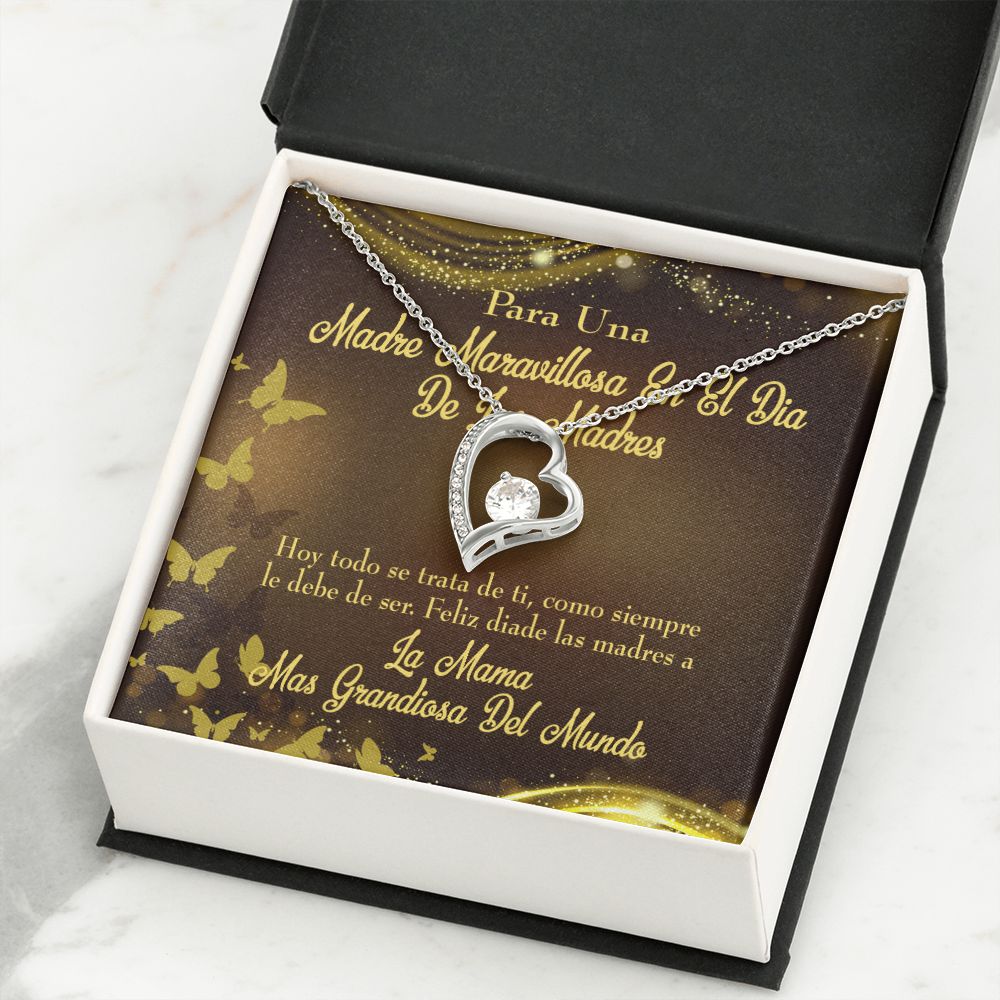 To Mom Spanish Mama Forever Necklace w Message Card-Express Your Love Gifts