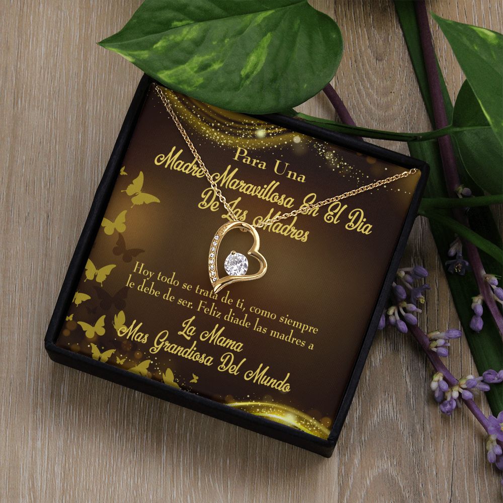To Mom Spanish Mama Forever Necklace w Message Card-Express Your Love Gifts