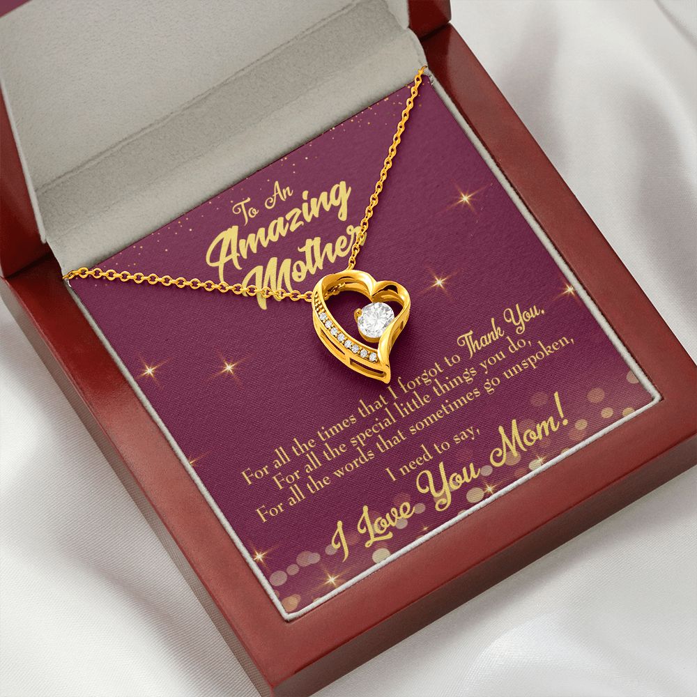 To Mom Special Little Things Forever Necklace w Message Card-Express Your Love Gifts