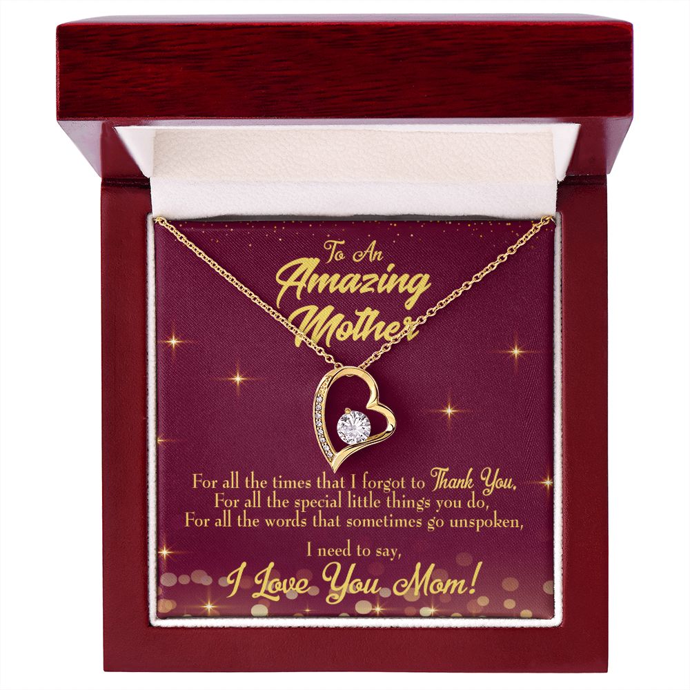 To Mom Special Little Things Forever Necklace w Message Card-Express Your Love Gifts