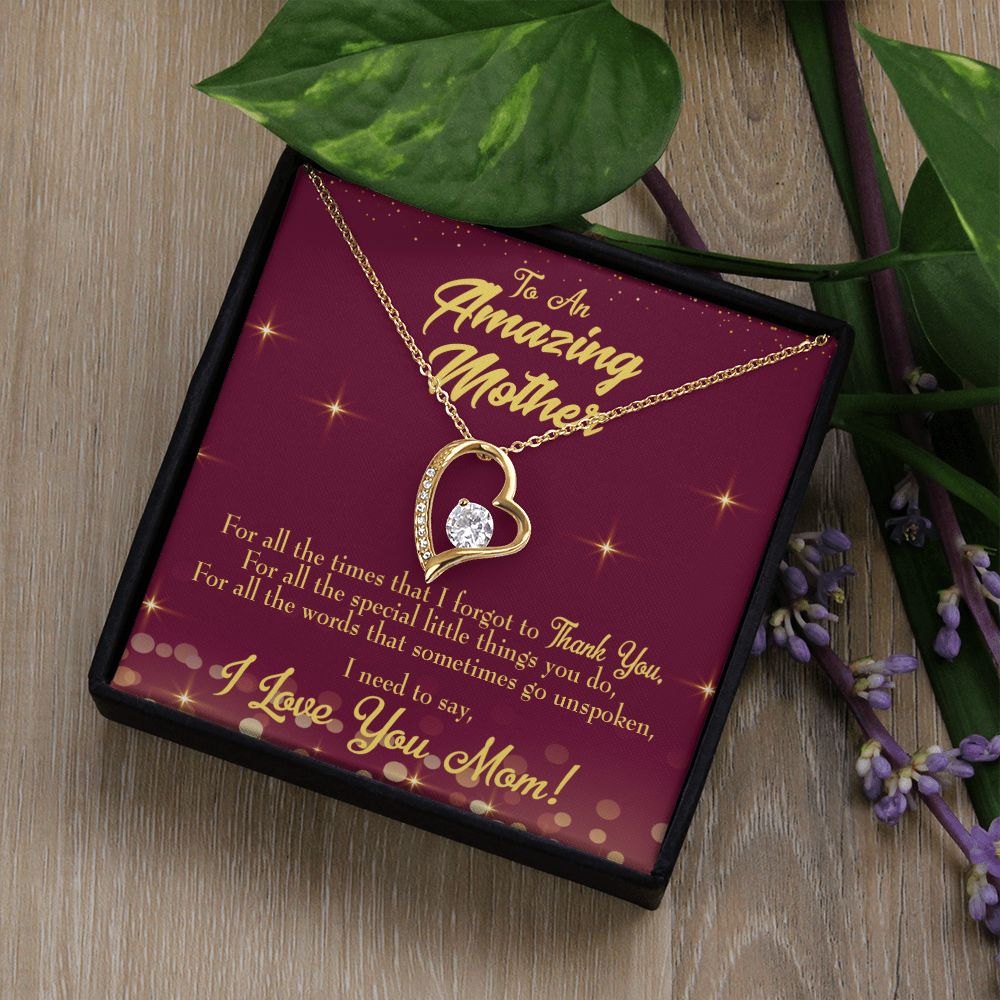 To Mom Special Little Things Forever Necklace w Message Card-Express Your Love Gifts