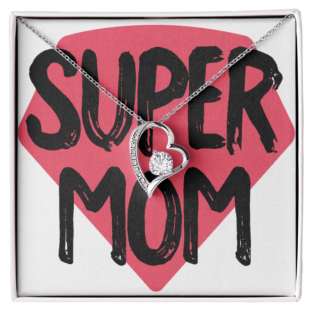 To Mom Super Mom Forever Necklace w Message Card-Express Your Love Gifts