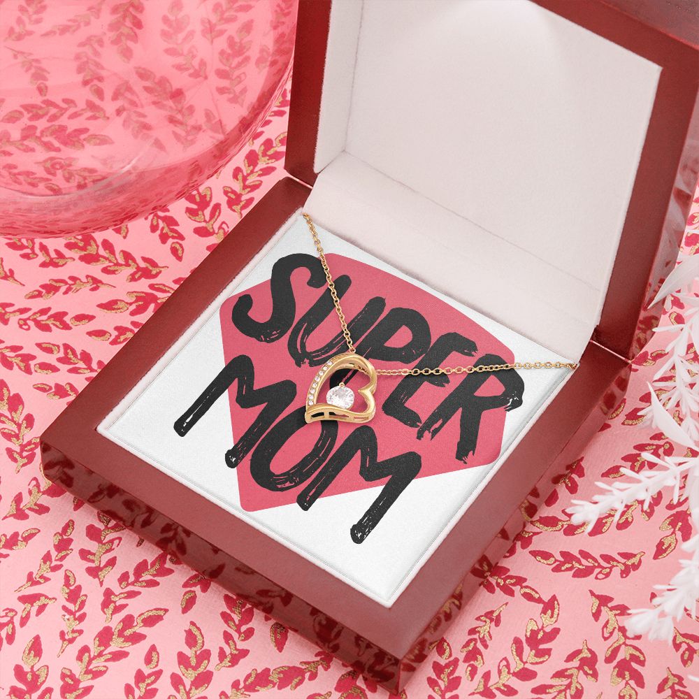 To Mom Super Mom Forever Necklace w Message Card-Express Your Love Gifts