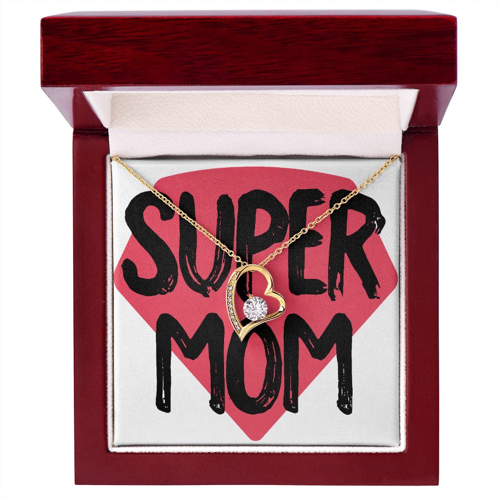 To Mom Super Mom Forever Necklace w Message Card-Express Your Love Gifts