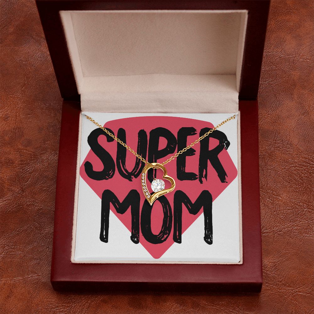 To Mom Super Mom Forever Necklace w Message Card-Express Your Love Gifts