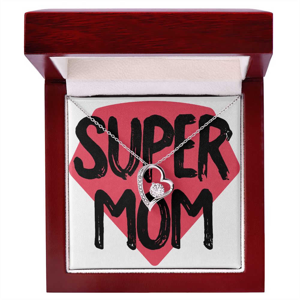 To Mom Super Mom Forever Necklace w Message Card-Express Your Love Gifts