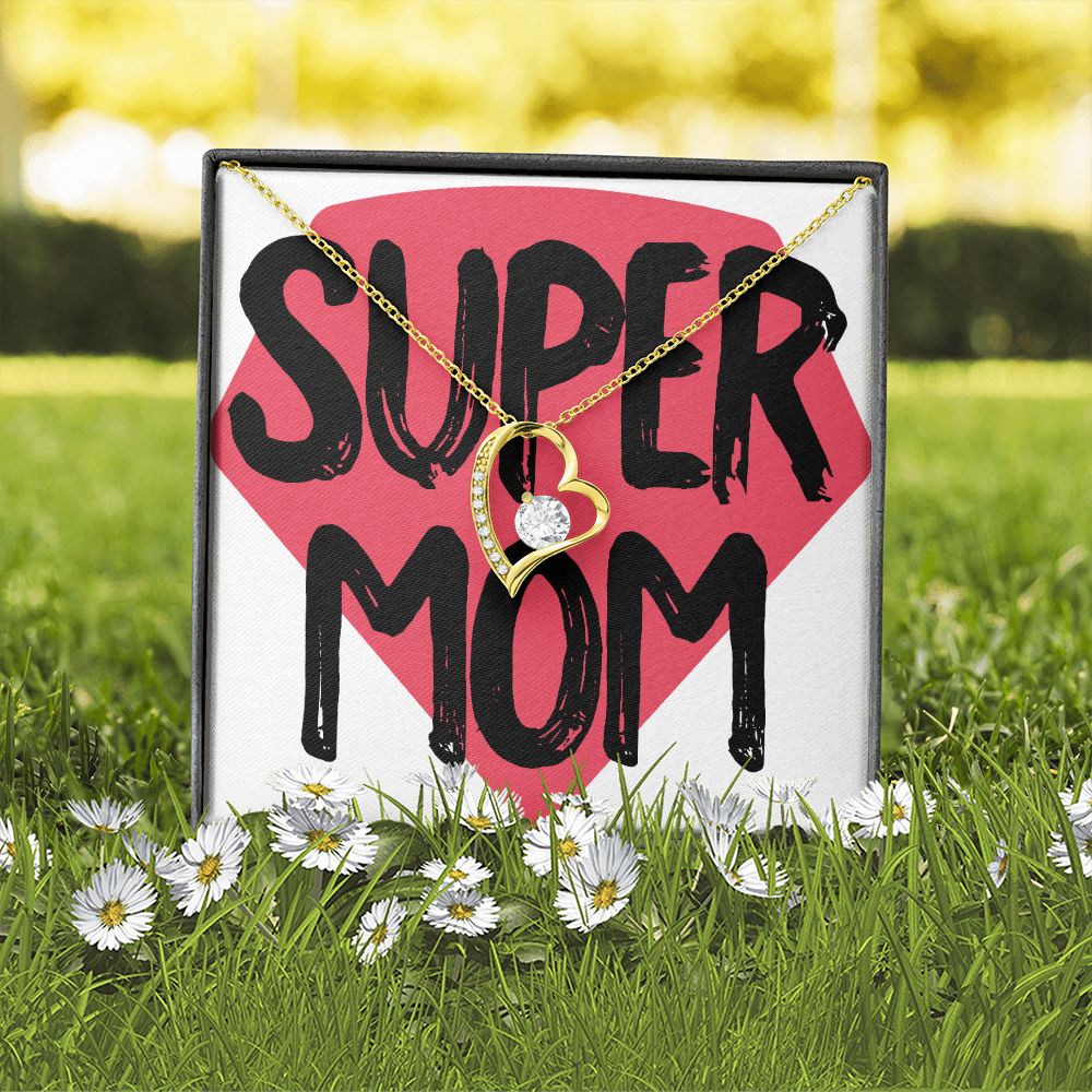 To Mom Super Mom Forever Necklace w Message Card-Express Your Love Gifts