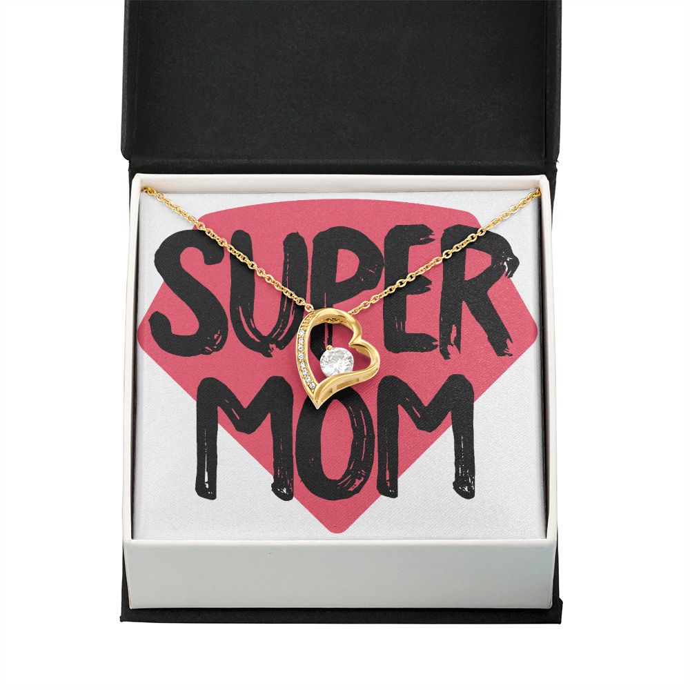 To Mom Super Mom Forever Necklace w Message Card-Express Your Love Gifts