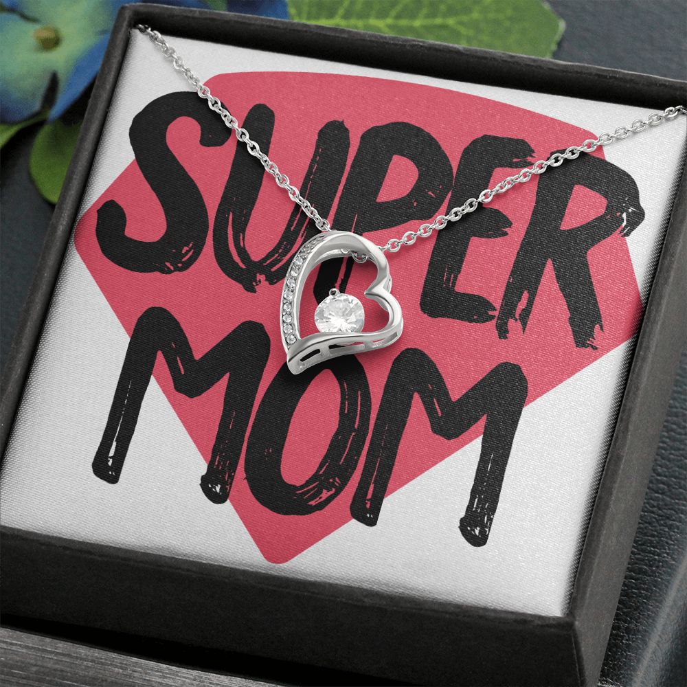 To Mom Super Mom Forever Necklace w Message Card-Express Your Love Gifts