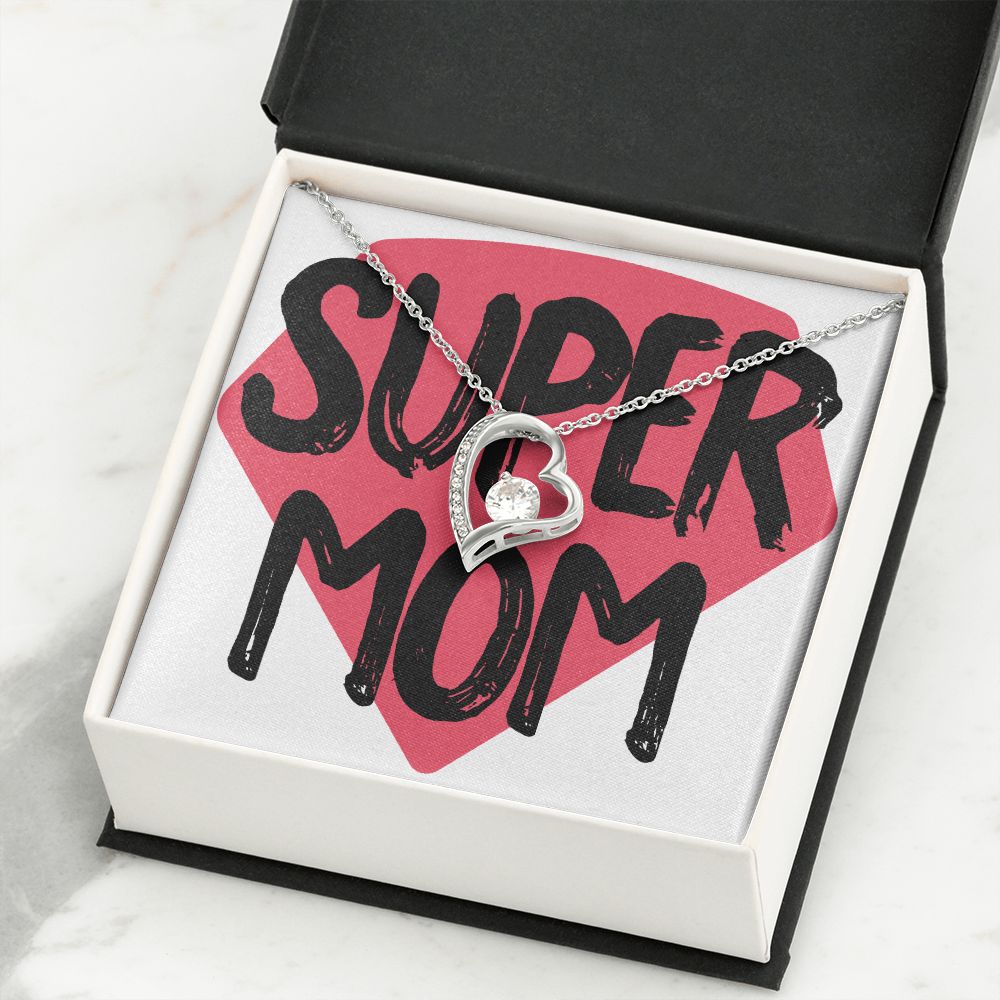 To Mom Super Mom Forever Necklace w Message Card-Express Your Love Gifts