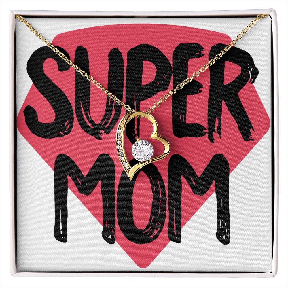 To Mom Super Mom Forever Necklace w Message Card-Express Your Love Gifts