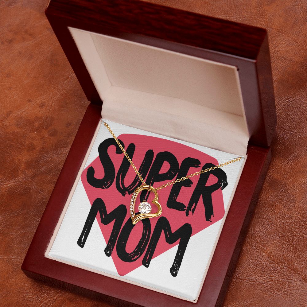 To Mom Super Mom Forever Necklace w Message Card-Express Your Love Gifts